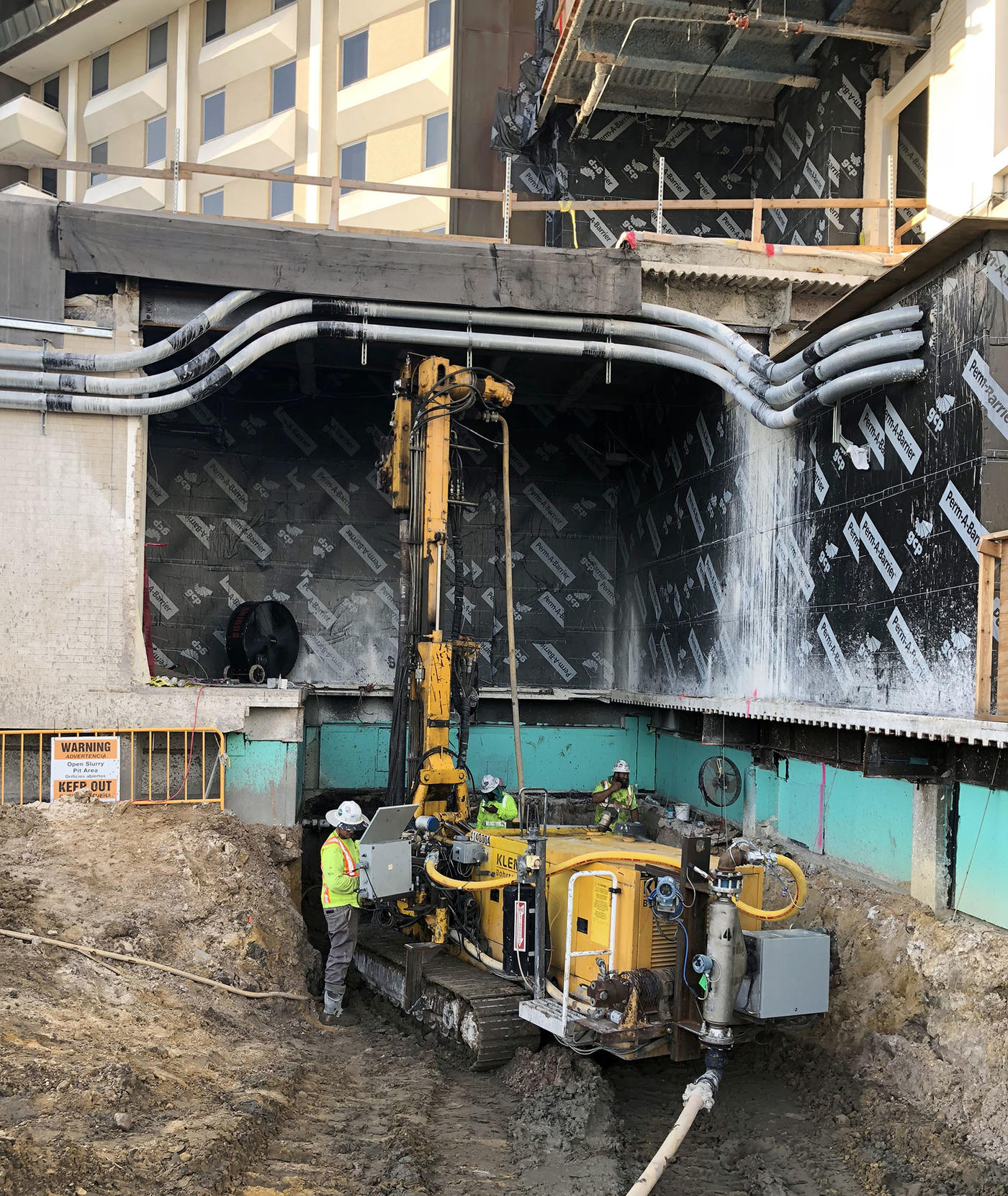 Soil mixing being installed for St Joseph's Hospital