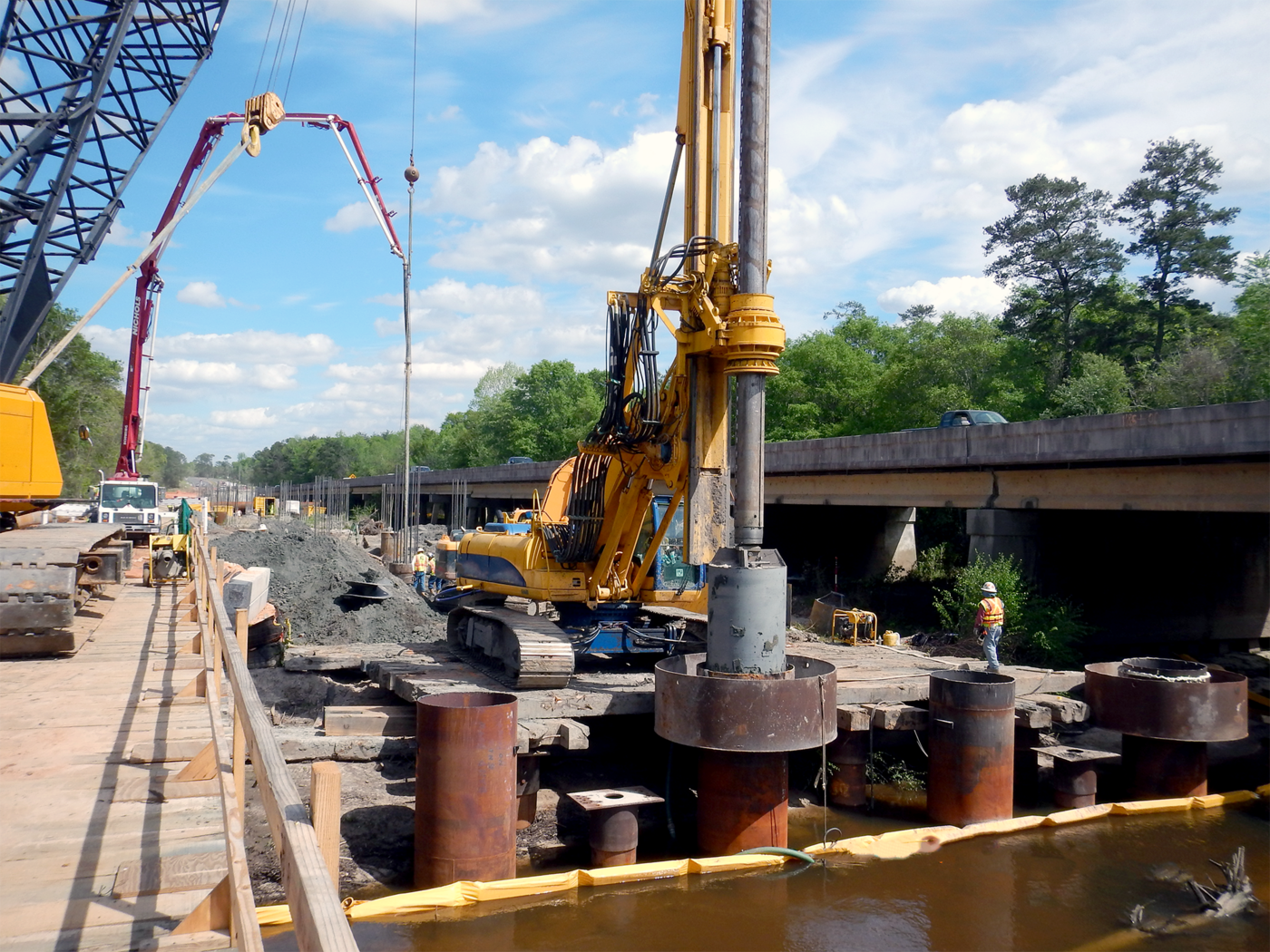 Installing drilled shafts for the US 90 Bridge Enhancement