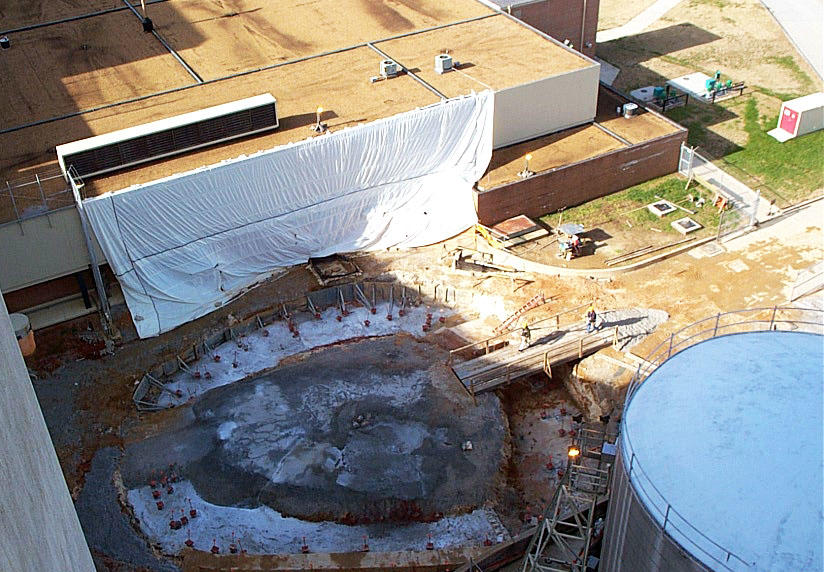 Aerial of the installed micropiles