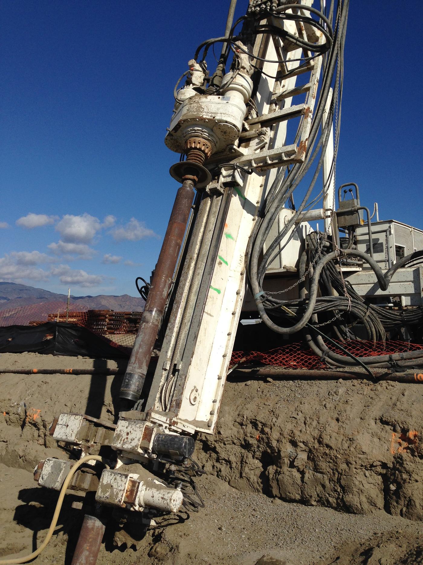 white drill rig