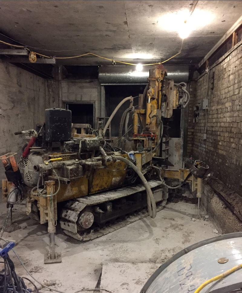 Installing micropiles in low headroom