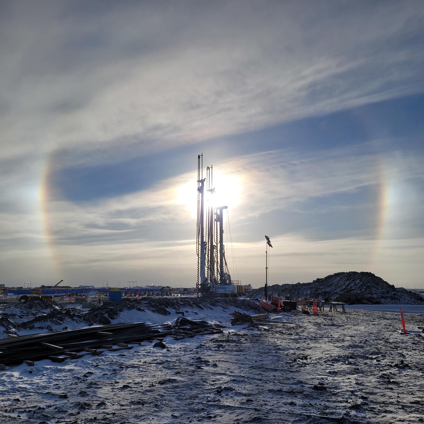 construction site with sun dog