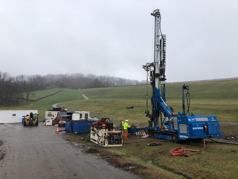 drill rig drilling dewatering wells