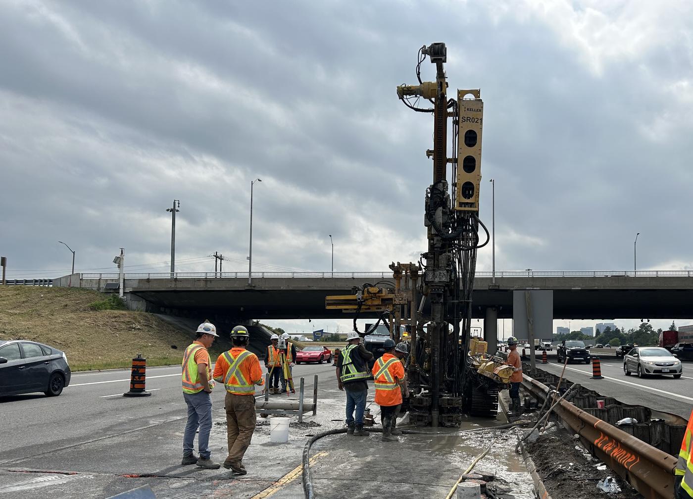 construction work on side of highway road