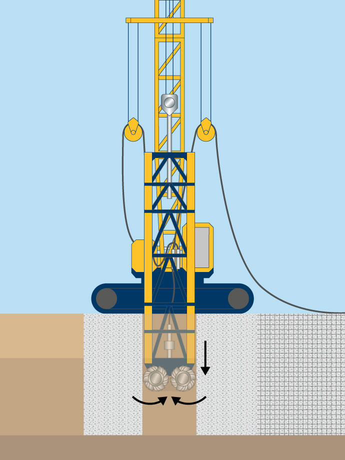 Diaphragm walls technique illustration