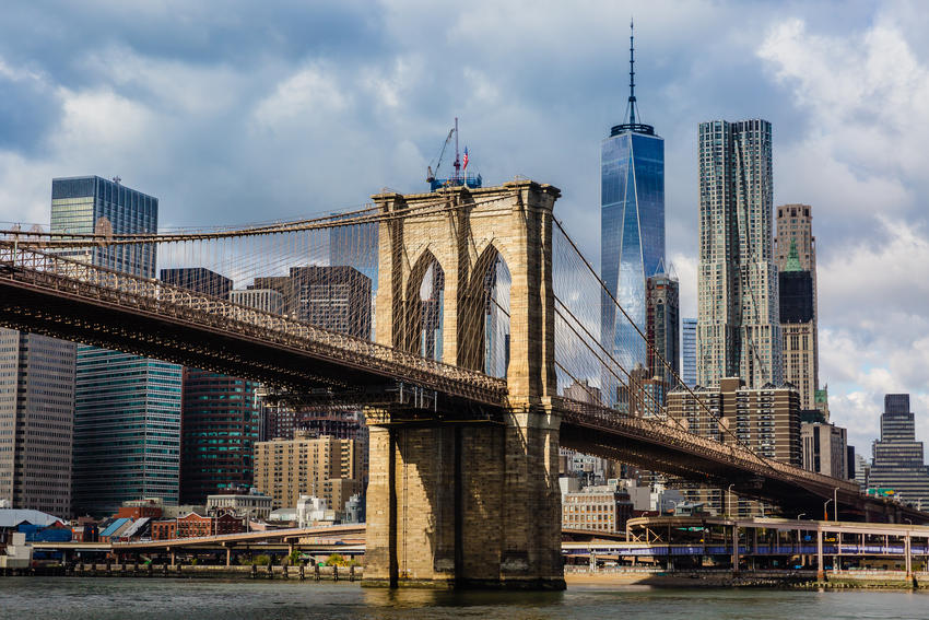 Close-up of the Brooklyn Bridge