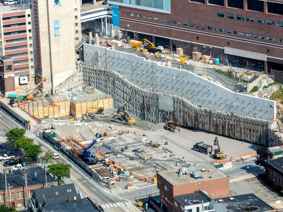 aerial of active construction site