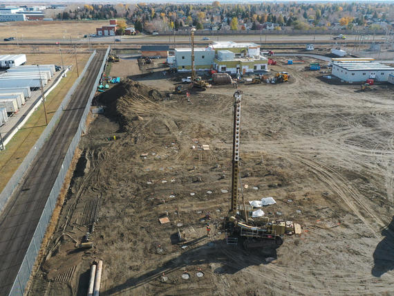 Construction site in open field