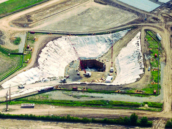 aerial view of an excavation