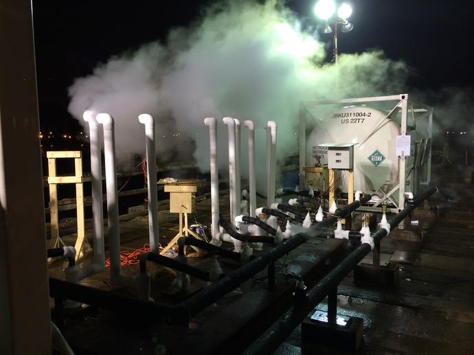 pipes and steam from ground freezing operations