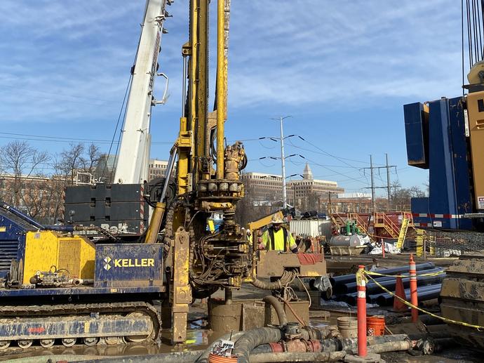 drill rig on construction site