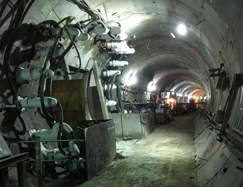 Ground freezing system within the tunnel.