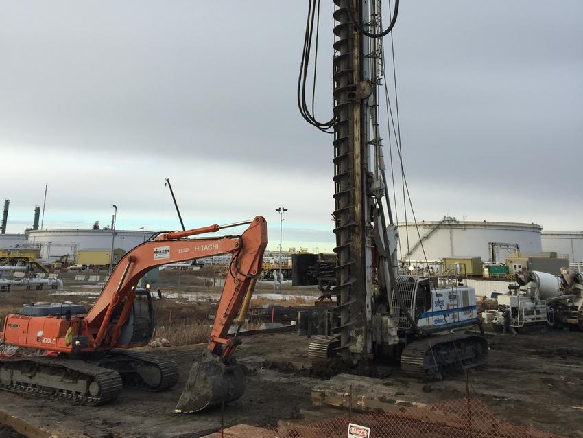 construction site for bridge abutment