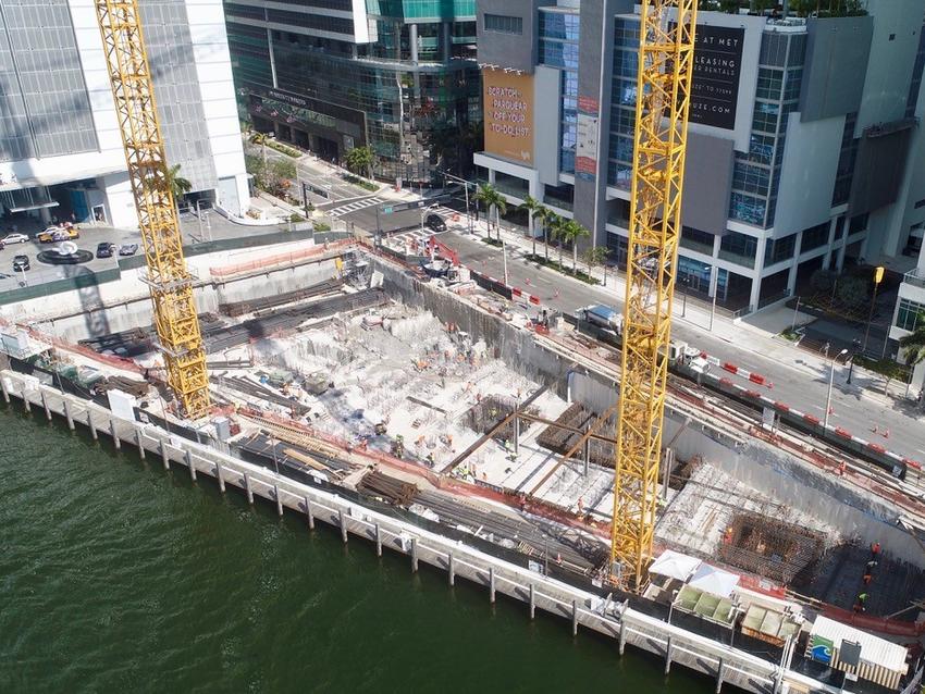 construction site next to the Biscayne Bay