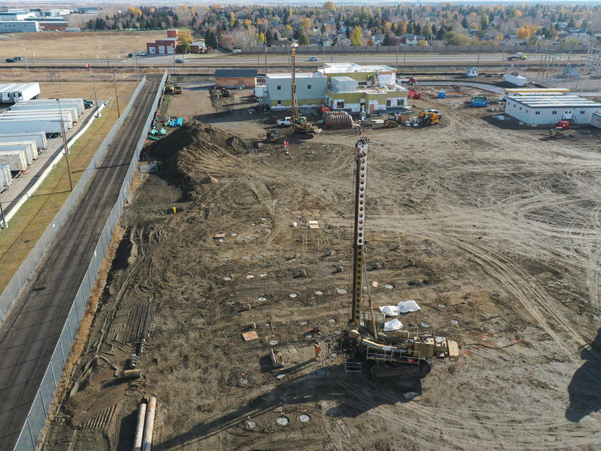 Construction site in open field