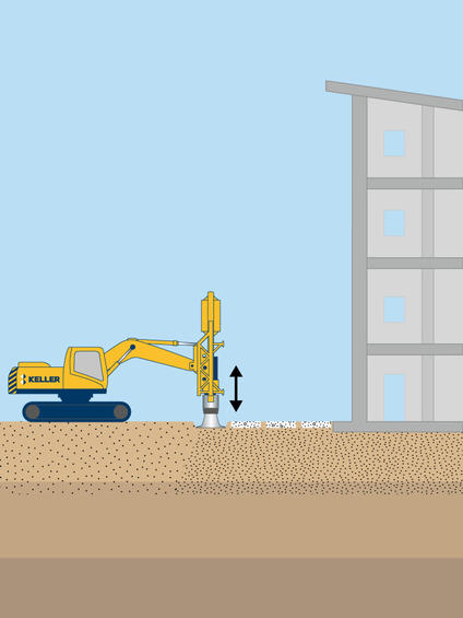 Rapid impact compaction technique illustration